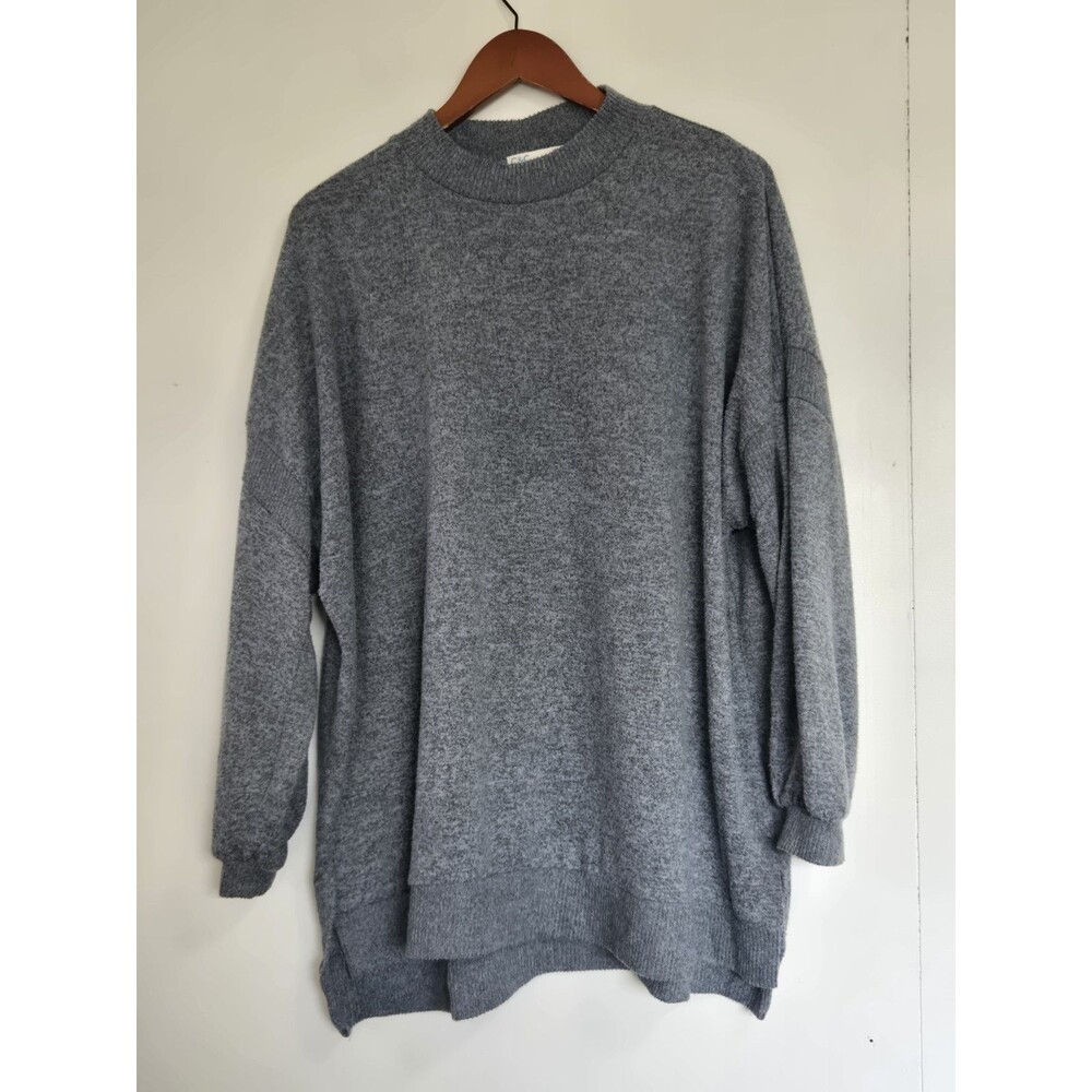 C&C California Sweater Womens M Grey Mock Neck‎ Tunic Melange Dolman Sleeve
